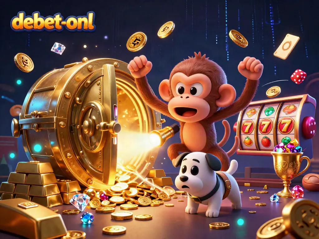 Engage with the thrilling atmosphere of debet-onl as golden jackpots and playful characters light up the casino scene.