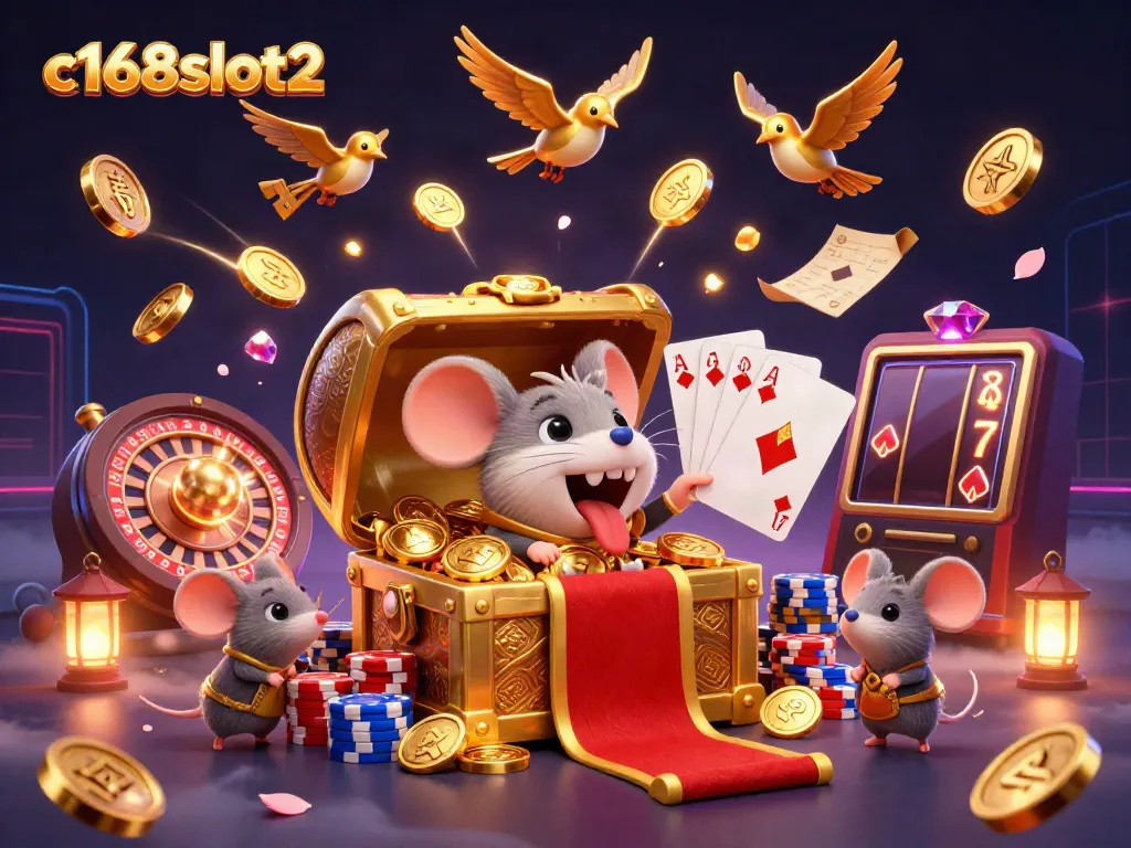 Engage with c168slot2 in this vibrant 3D illustration filled with cascading gold coins and a roulette wheel.