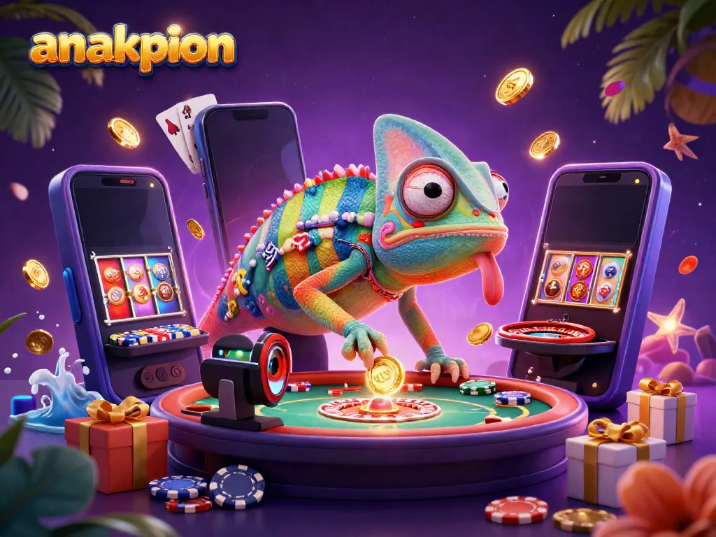 Experience exciting games at anakpion with interactive slot exhibits, colorful elements, and casino themes.