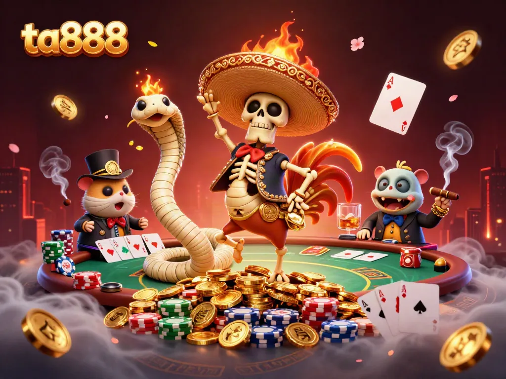 Experience dynamic gaming excitement with ta888, showcasing vibrant characters and casino elements.