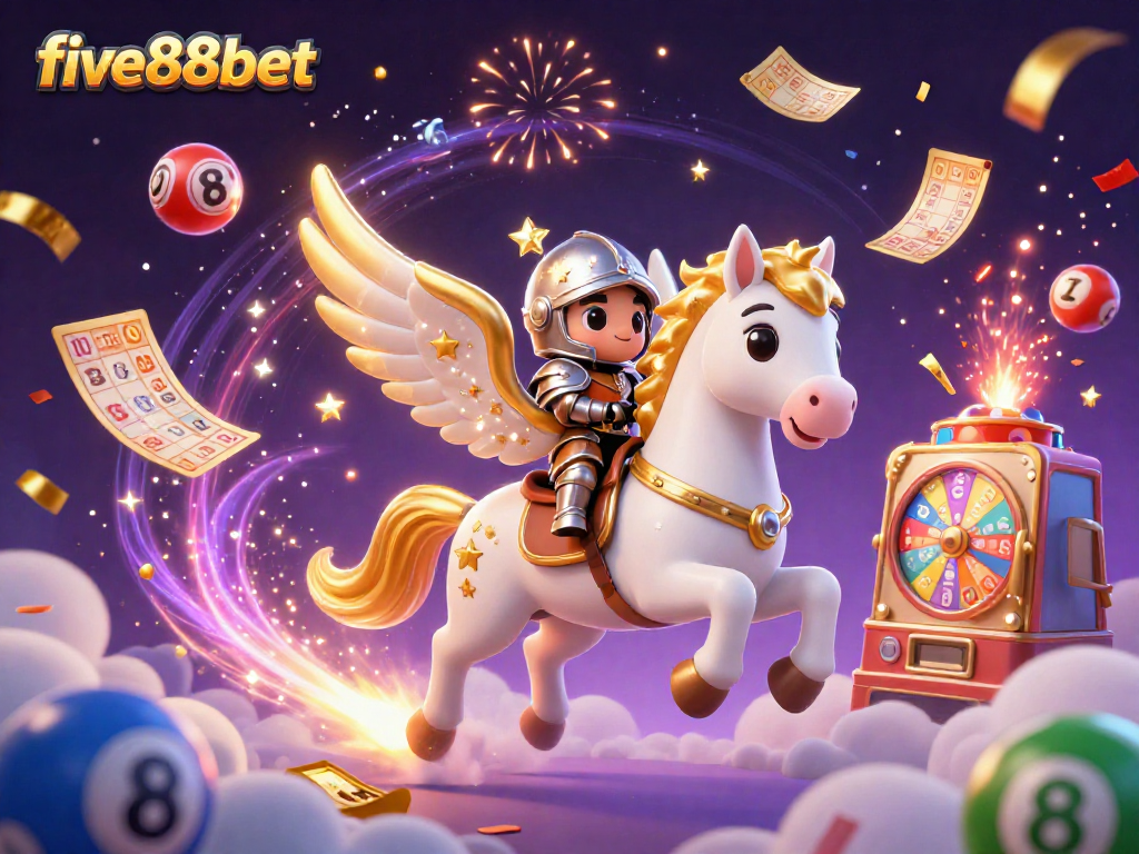 Experience the excitement of five88bet with this vibrant lottery and bingo scene featuring colorful elements.