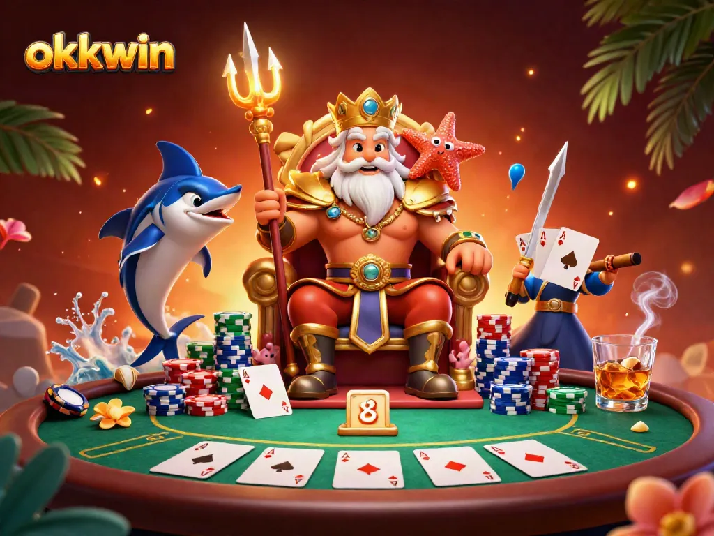 Engage with thrilling poker action at okkwin featuring Neptune and vibrant casino elements.