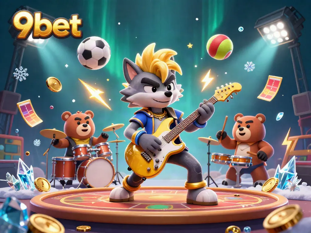 Experience the thrill at 9bet with dynamic gaming elements and vibrant characters in a visual spectacle.