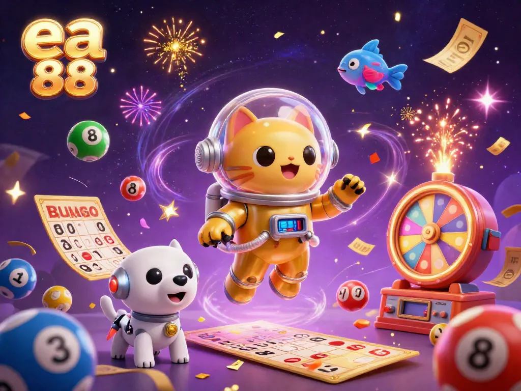 Experience thrilling gameplay at ea 88 with a vibrant scene of lottery excitement and dynamic characters.
