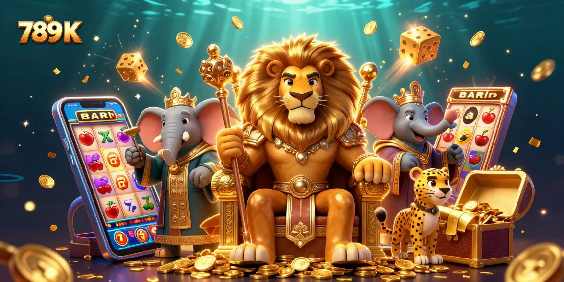 Experience the excitement of 789 K with a vivid casino scene featuring a royal lion, elephant advisor, and cheetah messenger.