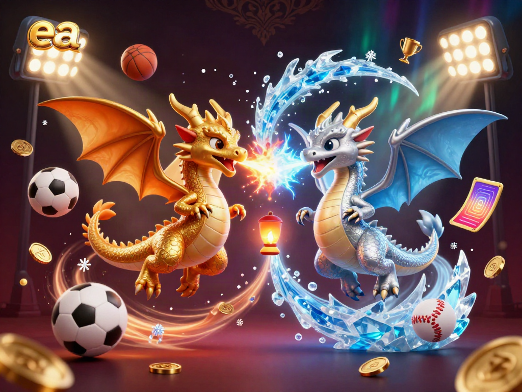 Experience the thrill with ea 88, showcasing dynamic dragons amidst sports betting excitement.