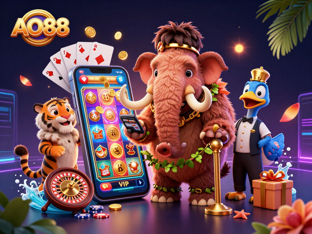 Experience excitement at AO88 with unique characters and games in a vibrant 3D casino atmosphere.