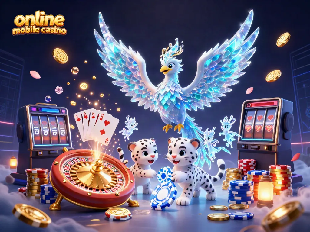 Experience the vibrant energy of an online mobile casino with animated 3D characters and dynamic gaming elements.