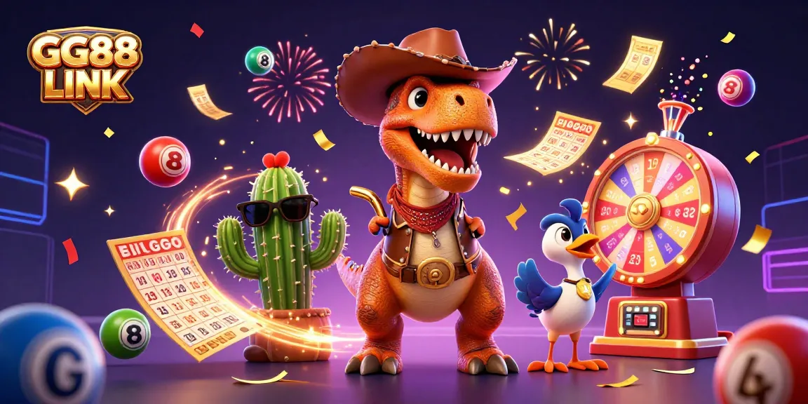 Win big with GG88 LINK in a vibrant 3D casino world illustration.