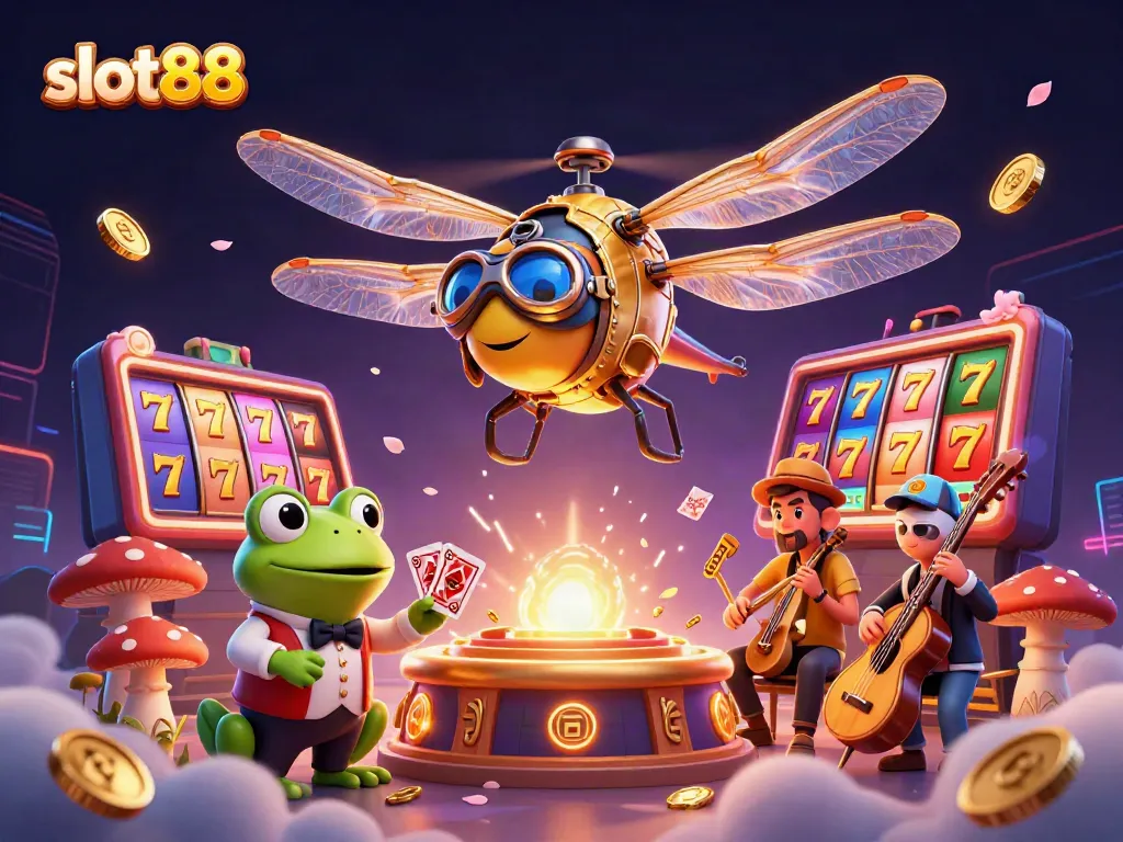 Experience exciting slot88 gameplay with a dynamic casino scene depicting vibrant characters and engaging elements.