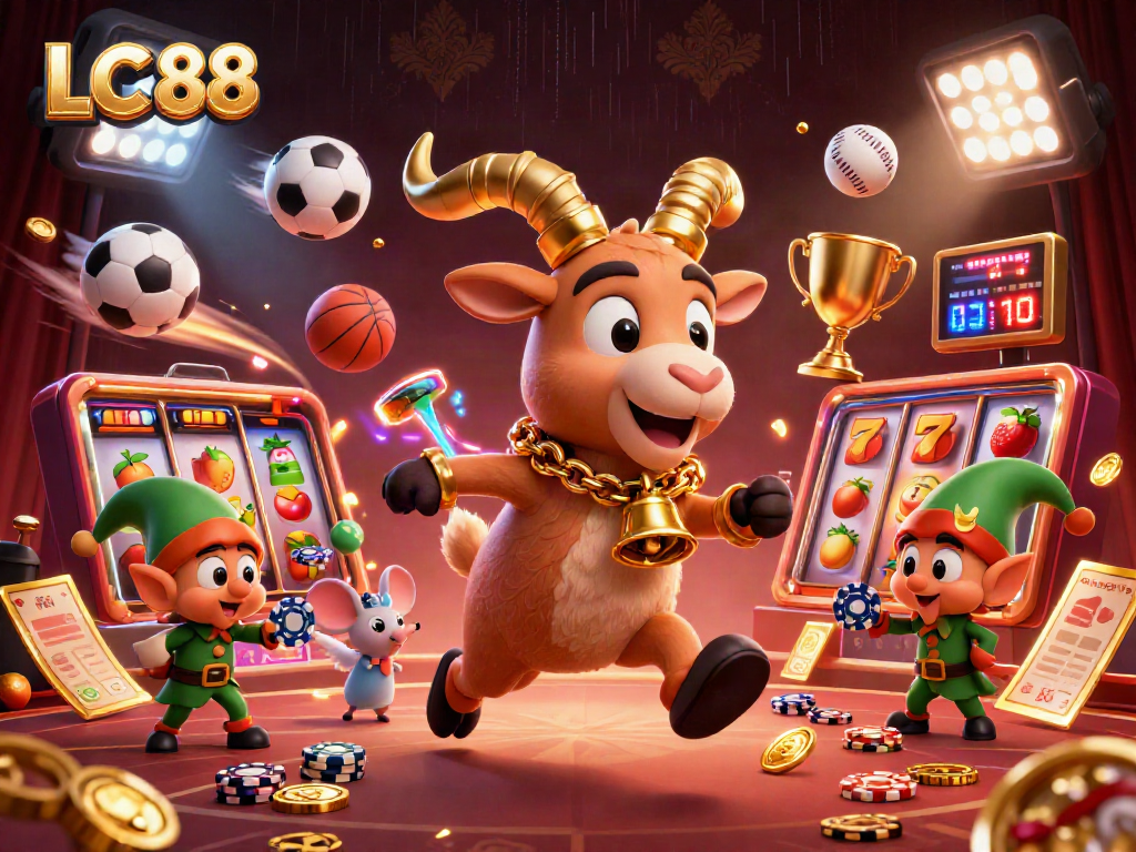 LC 88 showcases a lively casino scene with Krampus, an angel mouse, and elf gremlins amidst dynamic slot reels.
