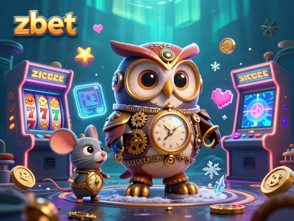 Engage in thrilling gameplay at zbet with a whimsical steampunk owl and vibrant casino elements.