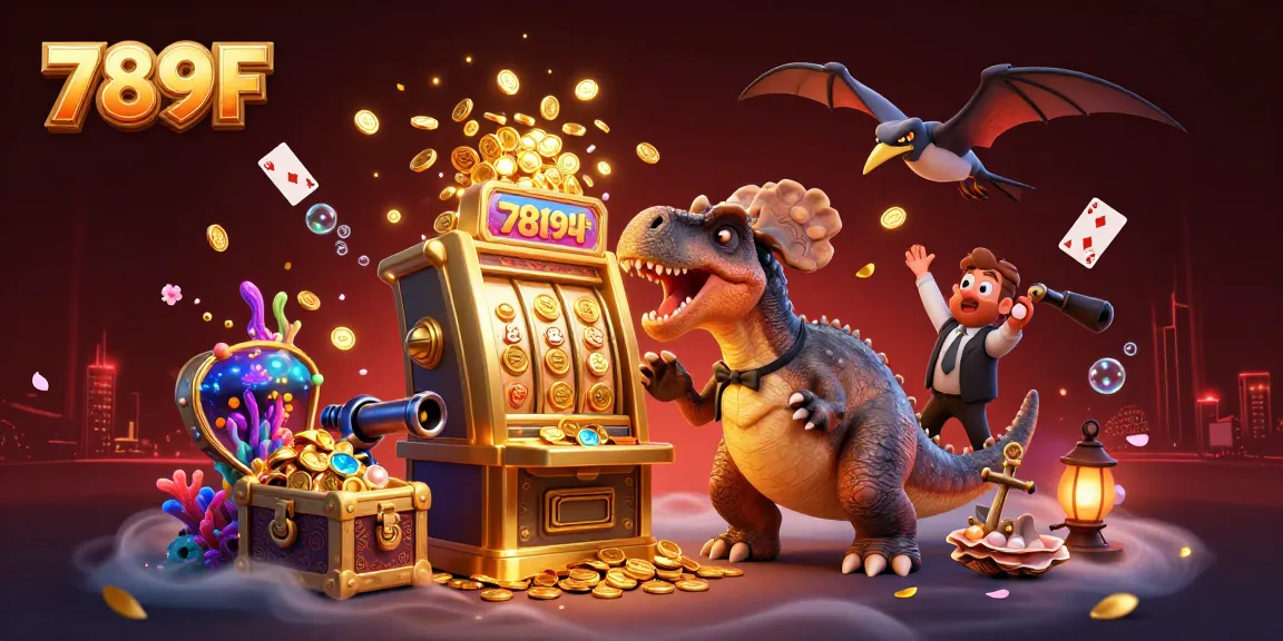 Engaging jackpot win at 789F featuring a pachycephalosaurus celebrating by headbutting a slot machine.