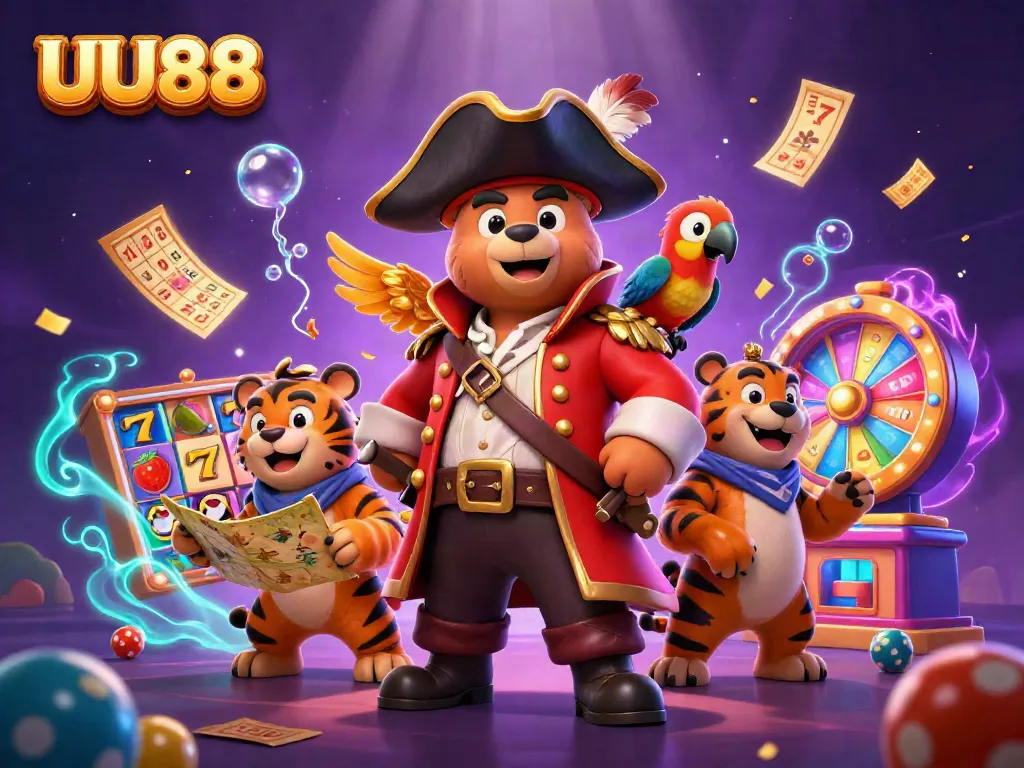 Engage in thrilling gaming adventures at UU88 with colorful slots and vibrant jackpot elements.
