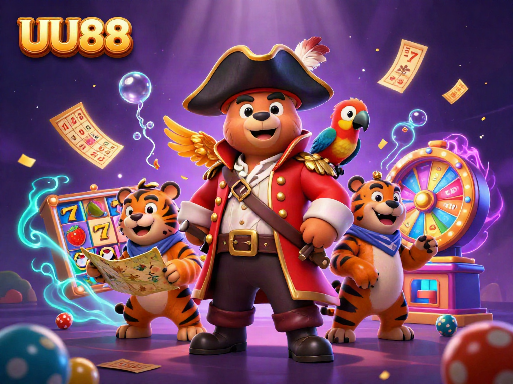 Engage in thrilling gaming adventures at UU88 with colorful slots and vibrant jackpot elements.