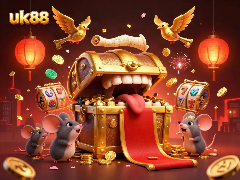 Engage with the dynamic world of uk88, where treasure awaits in a vibrant casino scene filled with riches and excitement.