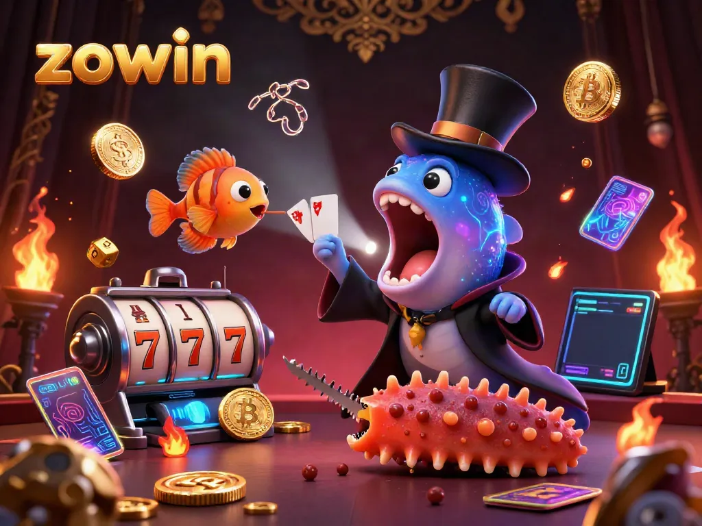 Zowin offers exciting gambling with a bioluminescent eel and anglerfish in a lively casino scene.