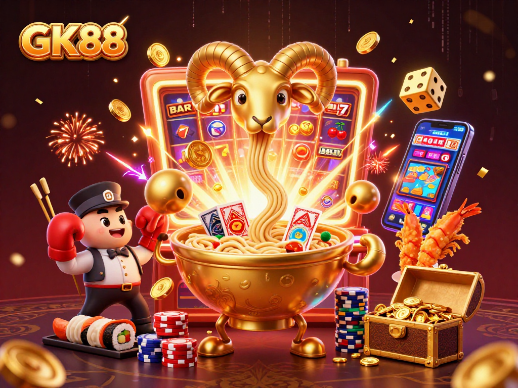 Engage with GK88: dynamic 3D illustration of casino action featuring engaging characters and vibrant game elements.