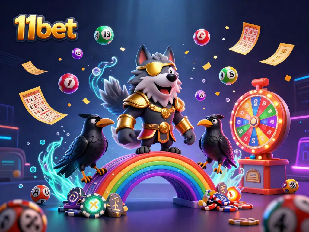 Experience the thrill of winning at 11bet with colorful symbols and vibrant casino elements.