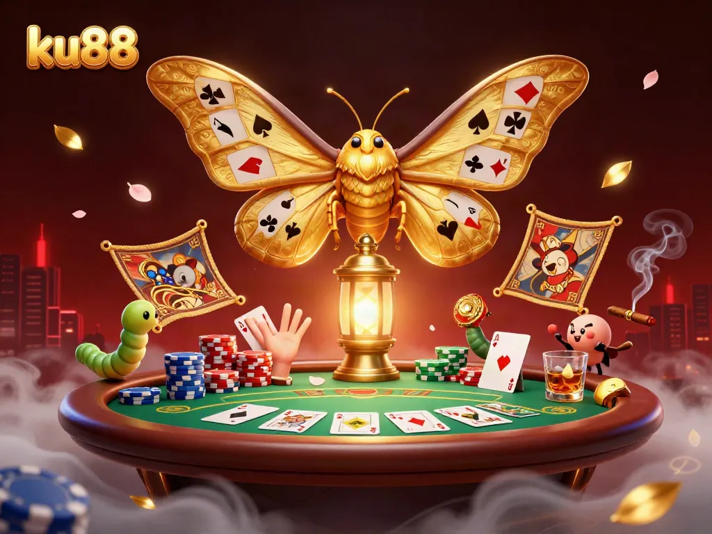 Join the excitement with ku88's vibrant 3D casino scene featuring dynamic poker elements.