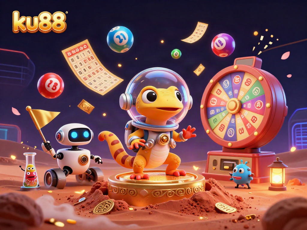 Engage with ku88 in an exciting Martian casino adventure filled with lottery games and vibrant elements.