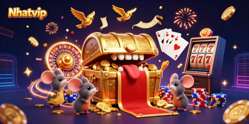 Nhatvip engages players with vibrant slot machine thrills and gleaming treasures