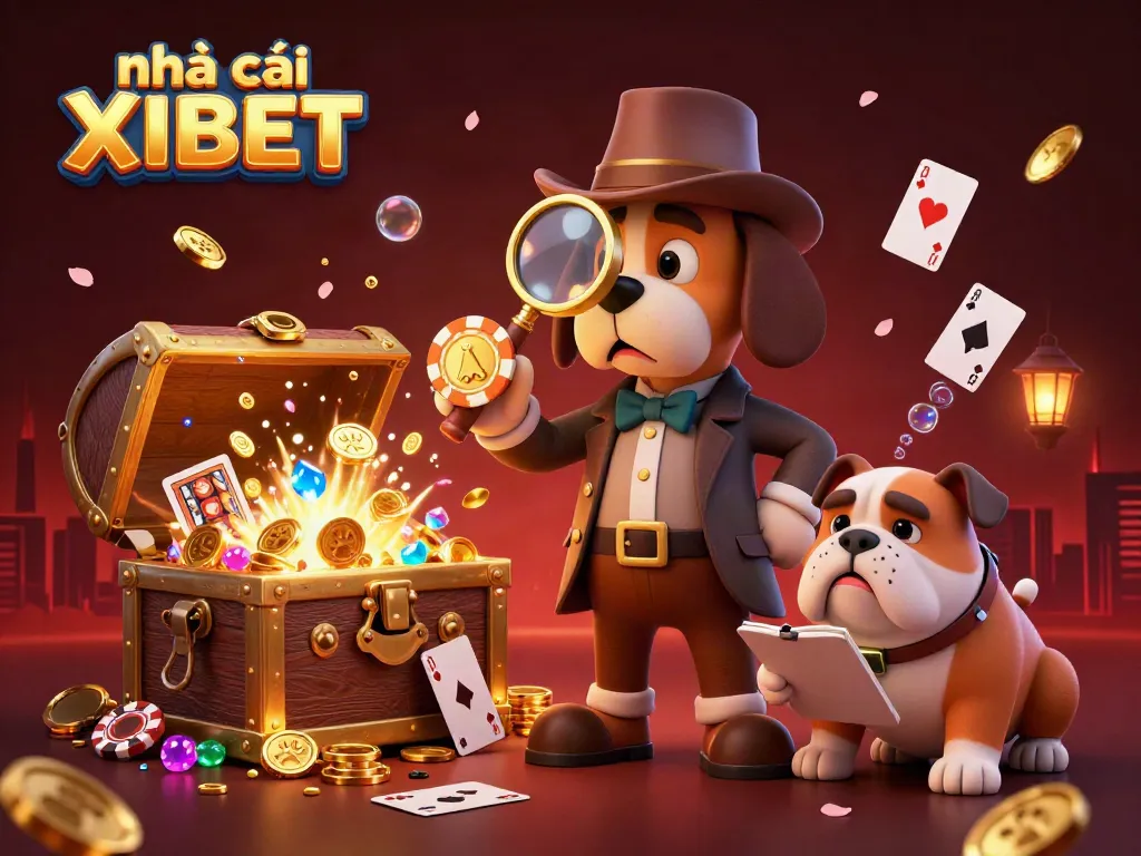 Experience thrilling gaming at nhà cái XIBET with vibrant casino action scenes featuring playful characters.