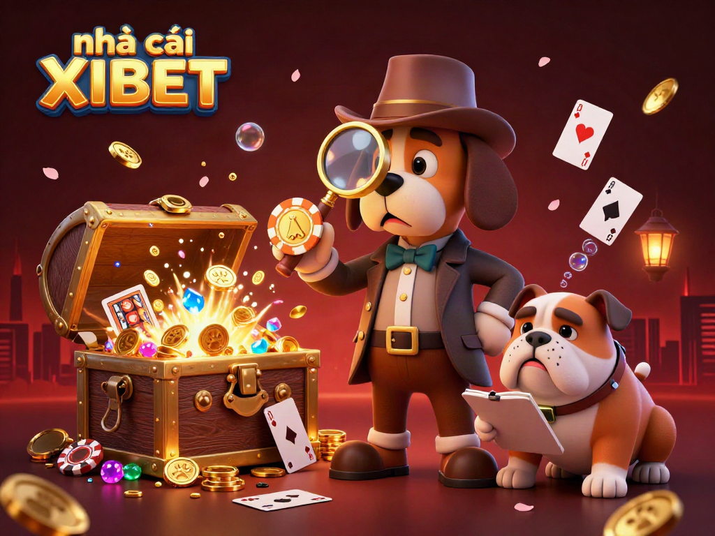 Experience thrilling gaming at nhà cái XIBET with vibrant casino action scenes featuring playful characters.